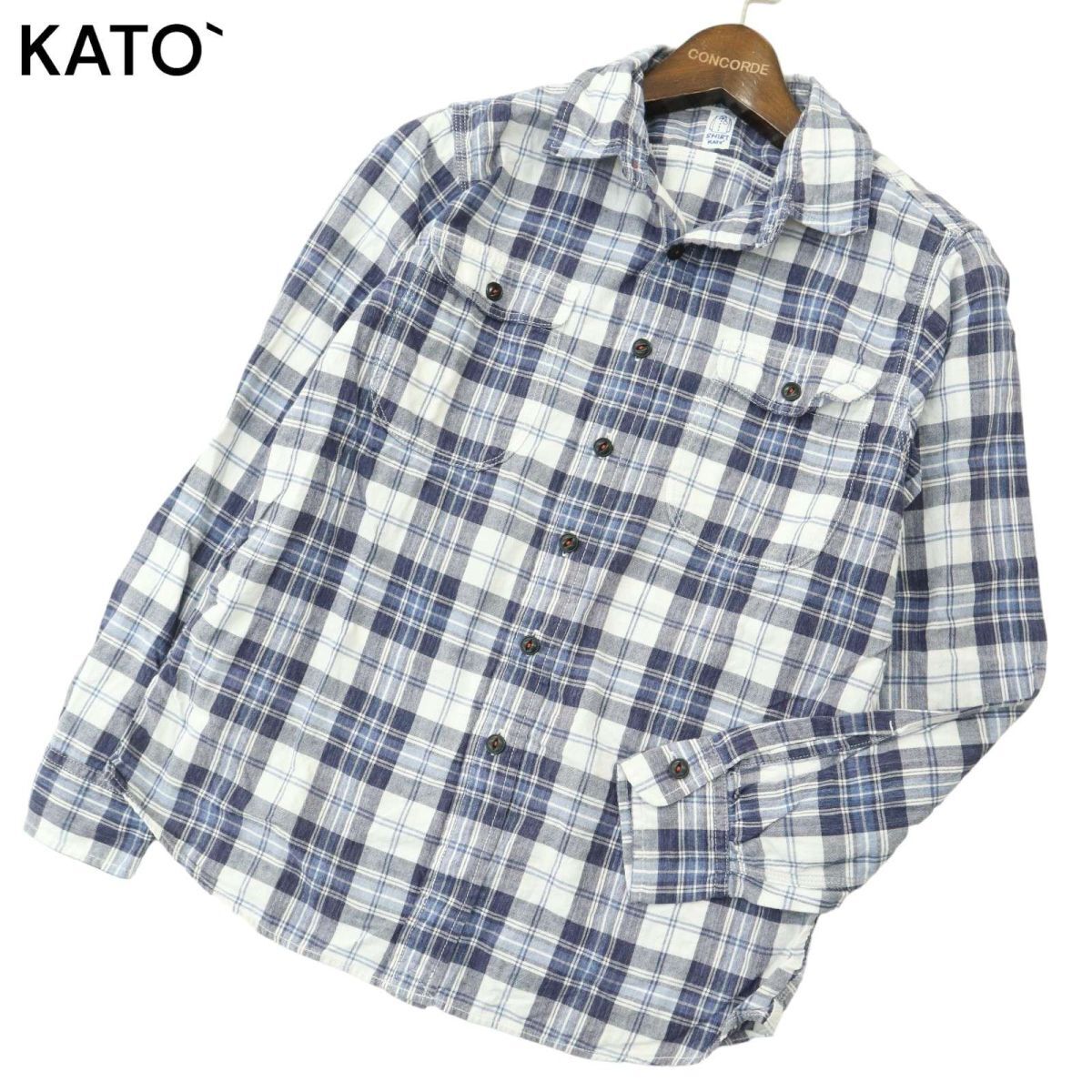 KATO` カトー 通年 長袖 ワーク★ チェック シャツ Sz.XS　メンズ　A4T02238_3#C_画像1