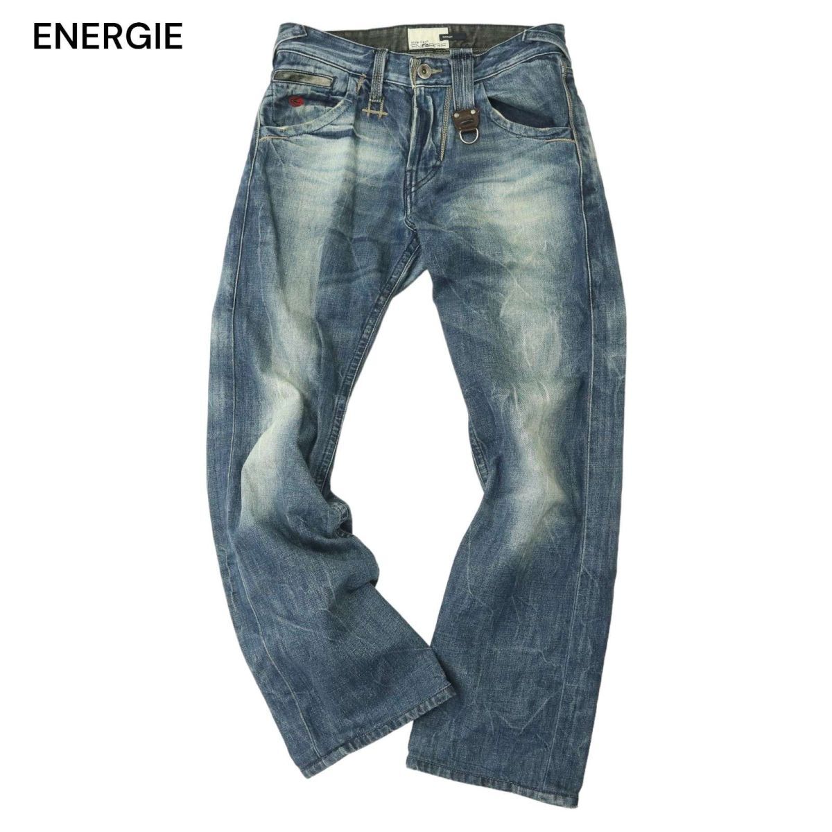 ENERGIE エナジー 通年 ロゴ★ USED加工 【MARREY】 ボタンフライ デニム パンツ ジーンズ Sz.L位　メンズ　A4B01308_3#R_画像1