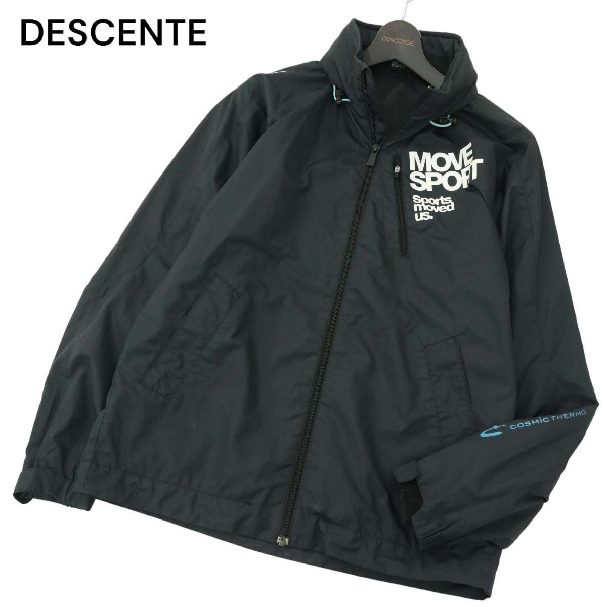 DESCENTE デサント 通年 MOVE SPORT★ コズミックサーモ ウインドブレーカー ジャケット Sz.M メンズ 紺 トレーニング A4T02705_3#Oの画像1