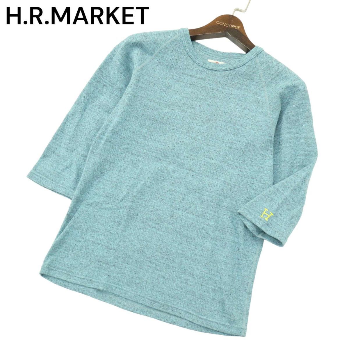 H.R.MARKET ハリウッドランチマーケット 春夏 H刺繍★ ストレッチ フライス 7分袖 カットソー Tシャツ Sz.2　メンズ 日本製　A4T02749_3#D_画像1