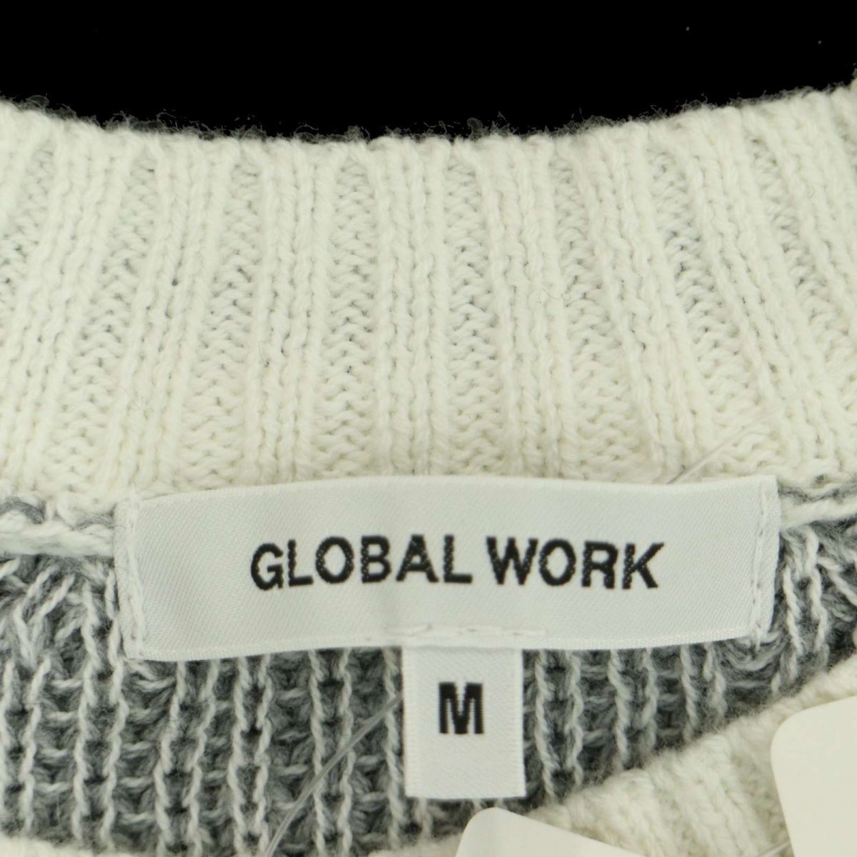 【新品 未使用】 GLOBAL WORK グローバルワーク 秋冬 TG ストラクチャー MIXPO ウール混 切替 ニット セーター Sz.M　メンズ　A3T10567_9#K_画像7