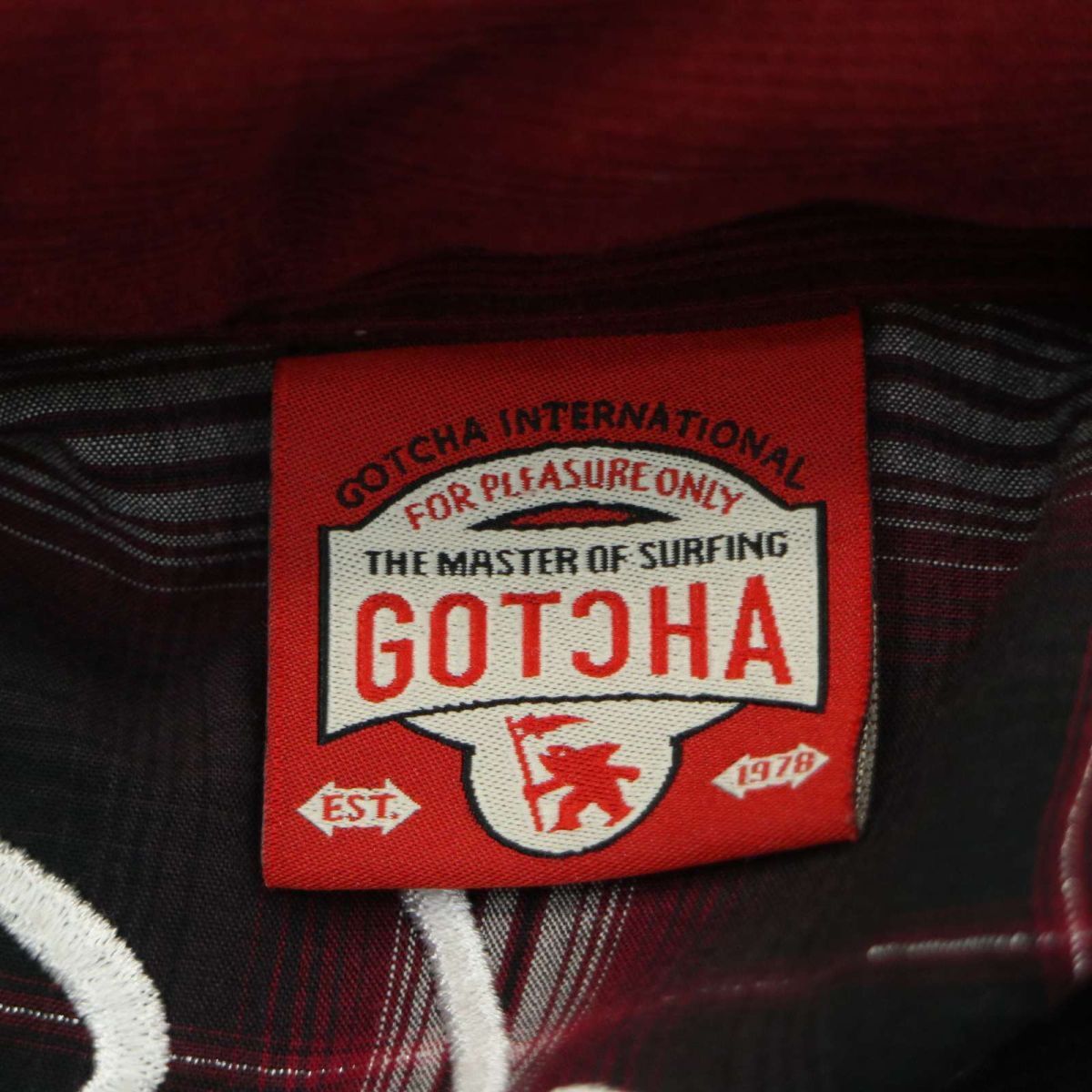 GOTCHA Gotcha через год большой Logo вышивка * капот место хранения длинный рукав Work проверка рубашка Sz.S мужской Surf A4T03005_3#C