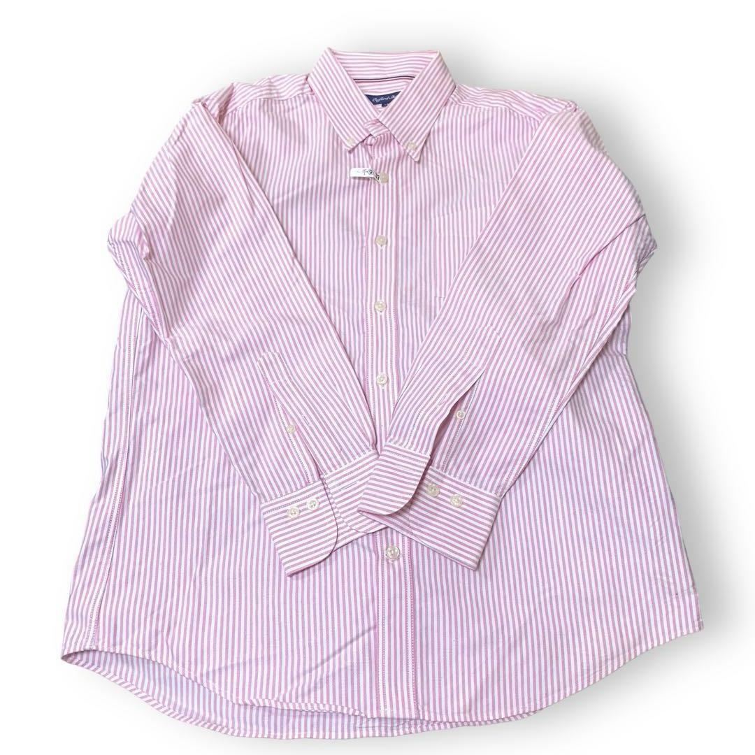 Lサイズ　春　長袖　ワイシャツ2枚セット　ピンクストライプ　チェック　おしゃれ 五大陸　オンワード　_画像2