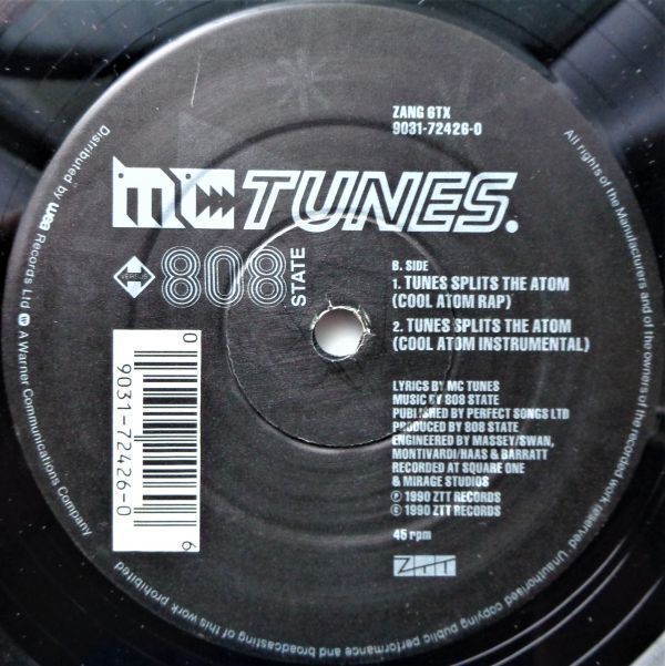 LP(12Inch)●Tunes Splits The Atom (Creamatomic Rap) / MC Tunes.Versus 808 State 　　　 (1990年）　_画像2