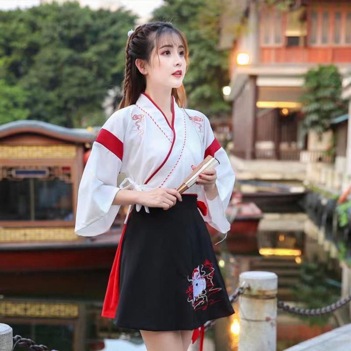 コスプレ 巫女風 和装 袴 レディース 着物 和服 浴服 韓国 舞台 猫 髪飾り イベント セット