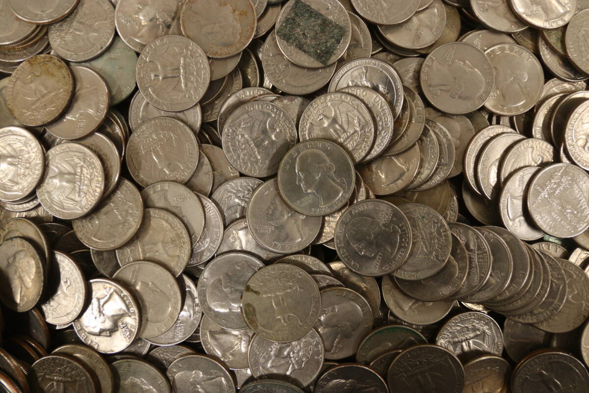 アメリカ硬貨 25セント 1000枚 まとめて おまとめ 大量 アメリカコイン 海外コイン 外国コイン 古銭 コイン 硬貨_画像7
