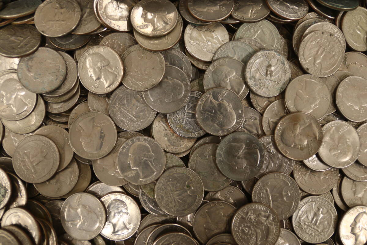 アメリカ硬貨 25セント 1000枚 まとめて おまとめ 大量 アメリカコイン 海外コイン 外国コイン 古銭 コイン 硬貨_画像8