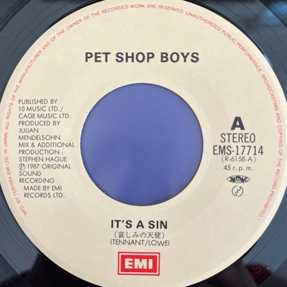 7inch#NEWWAVE/Pet Shop Boys/It\'s A Sin/EMS 17714/ beautiful record / pet shop boys /. some stains. angel /EP/7 -inch /45rpm