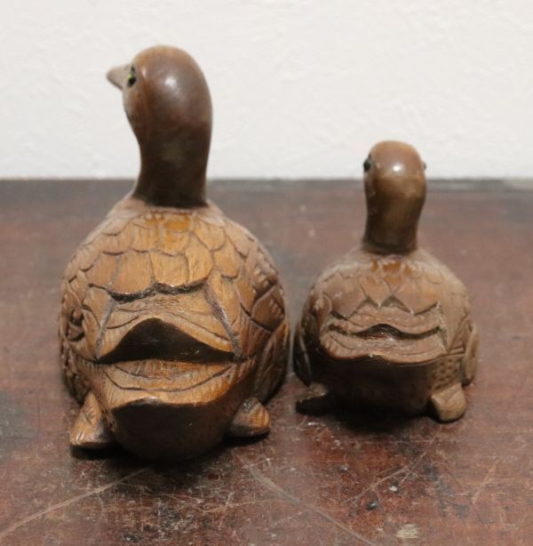 朝鮮 李朝木工 木彫のとてもかわいい鴨の置物 n555_画像5