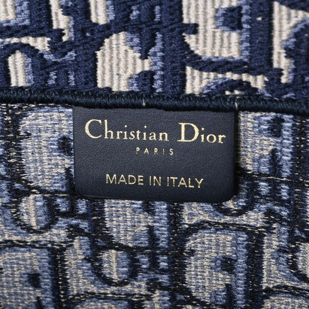 美品 Christian Dior オブリーク エンブロイダリー ブック トートバッグ Large ネイビー クリスチャンディオール KL4BUA2P23_画像6