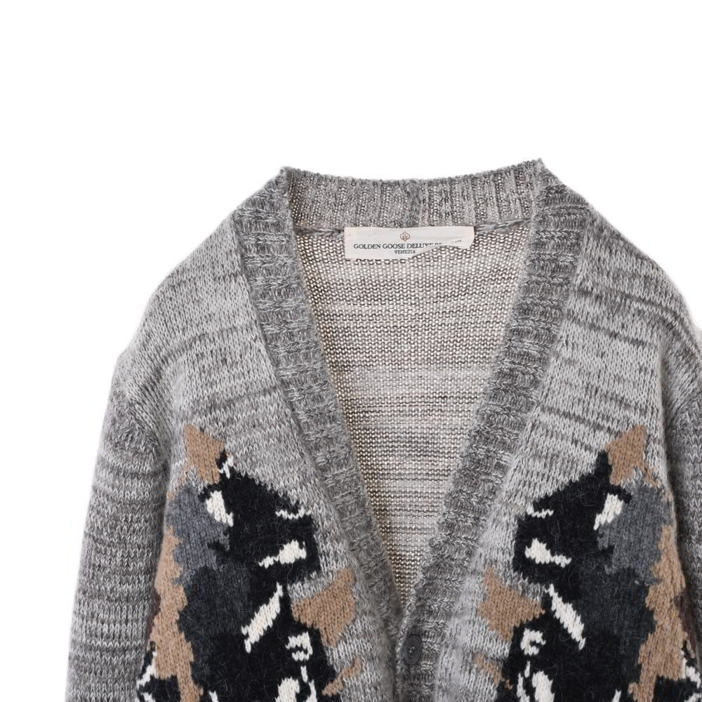 美品 GOLDEN GOOSE ベルト付き ウール混 ニットカーディガン S グレー ゴールデングース KL4BPU2Q34_画像4