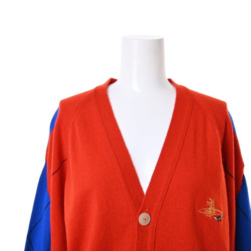 Vivienne Westwood × JOHNSTONS OF ELGINo-b вышивка шерсть вязаный кардиган S красный Vivienne Westwood KL4BPU332