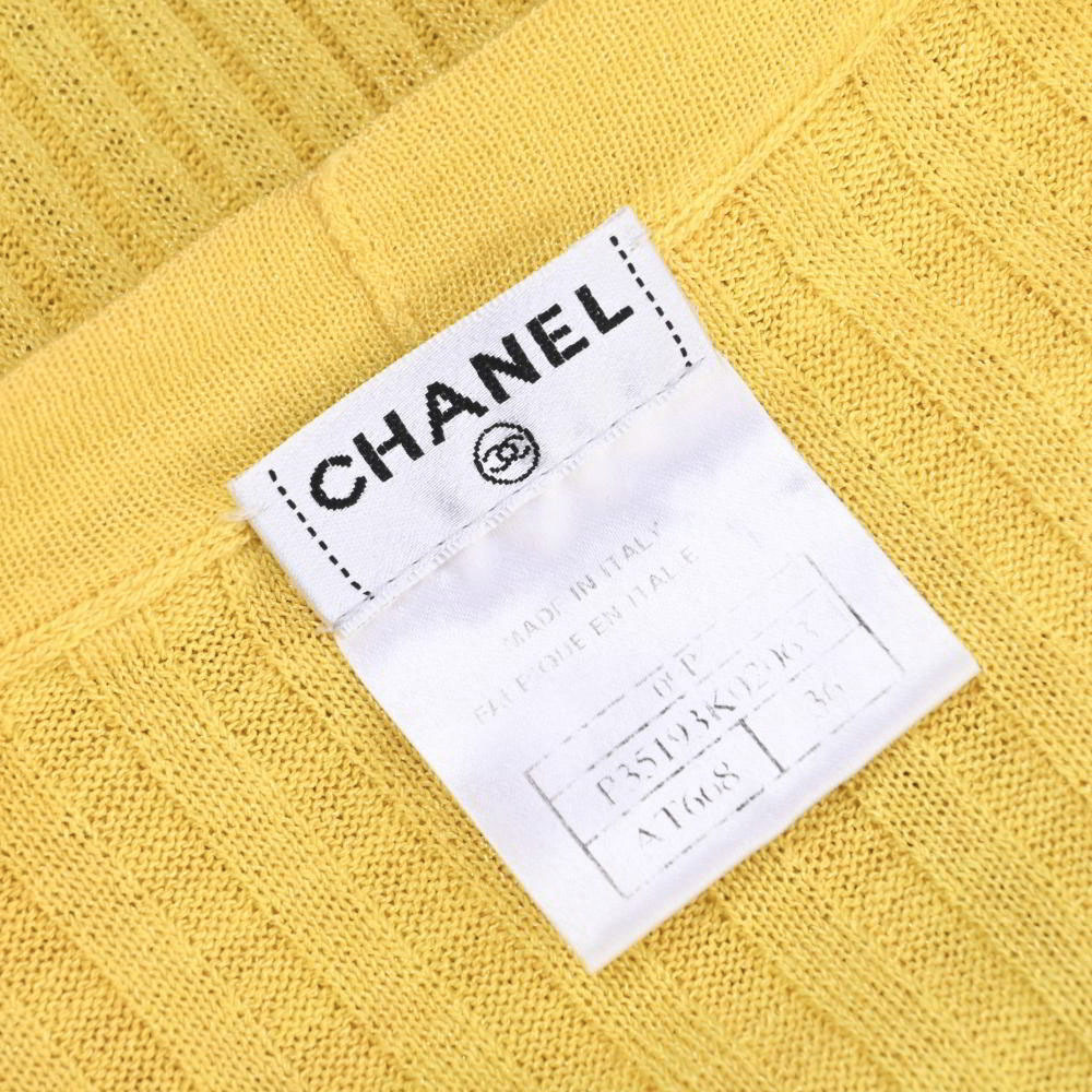 CHANEL 09A ココボタン8個付き コットン混 ニットカーディガン 36 イエロー シャネル KL4BP2CL30_画像10