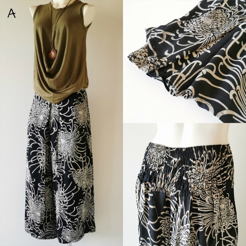 * ethnic LAP pants peace pattern botanikaru* including carriage new goods A* Asian to coil pants wide pants yoga unisex room wear 
