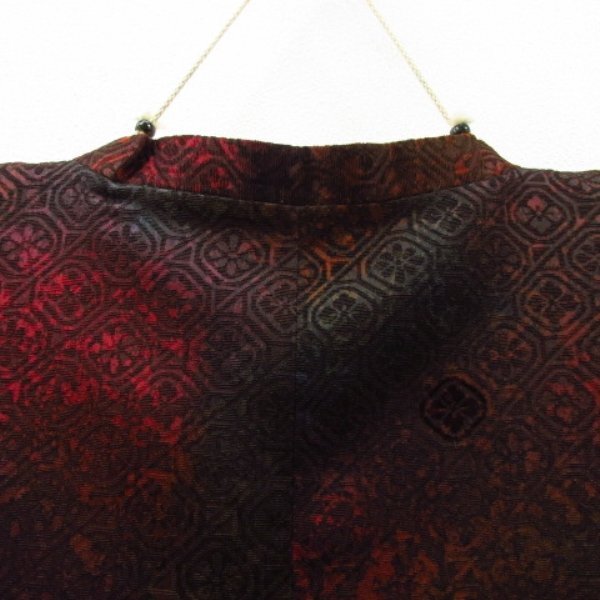* kimono 10* 1 jpy silk road line coat wheel . woven . length 124cm.64.5cm [ including in a package possible ] **