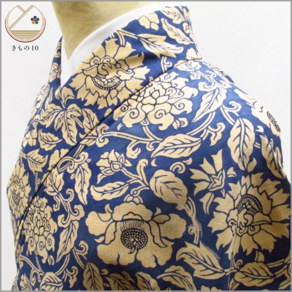 * kimono 10* 1 jpy silk fine pattern . length 159cm.63cm [ including in a package possible ] *
