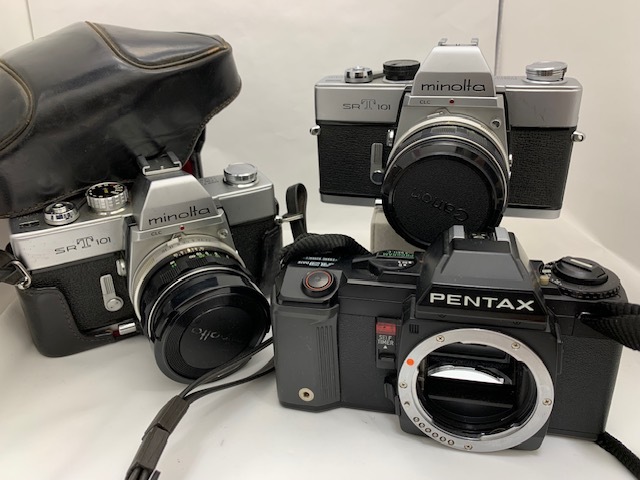 ☆1000円スタート☆ フィルムカメラ　3点セット　MINOLTA ミノルタ SAT 101 PENTAX　A3　DATE　◆23738_画像1