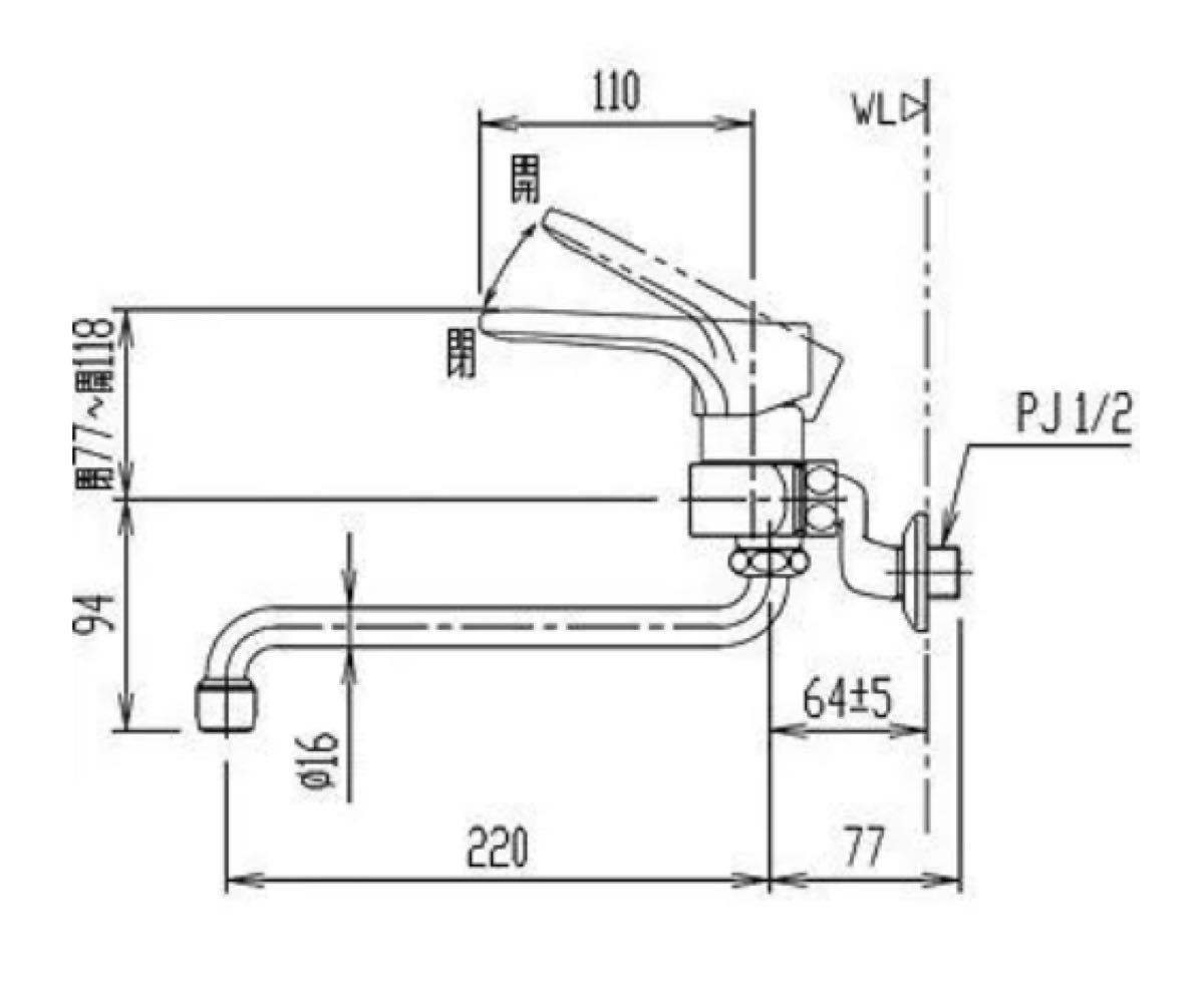 イナックス (INAX) キッチン用 壁付 シングルレバー混合水栓 クロマーレS エコハンドル シルバー SF-WM435SY