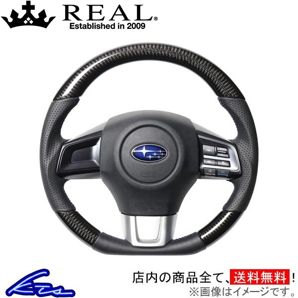 WRX STI VAB ステアリング レアル オリジナルシリーズ SBA-BKC-BL REAL Dシェイプ 小径 ガングリップ ハンドル_画像1