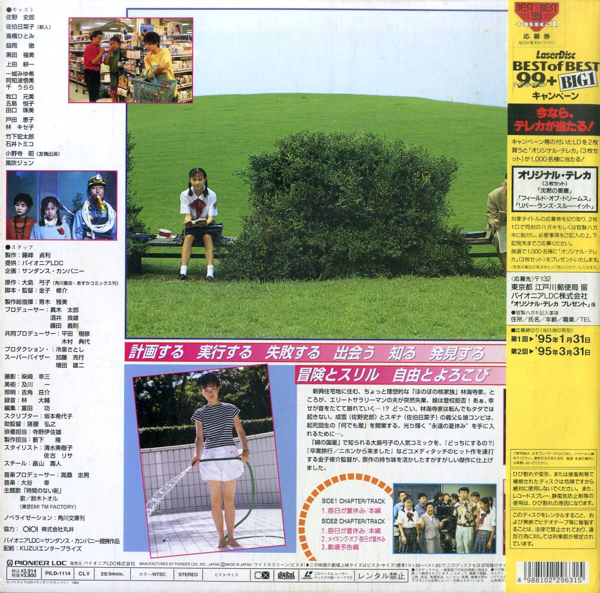 B00173428/LD/佐伯日菜子「毎日が夏休み (Widescreen) (1994年・PILD-1114)」の画像2