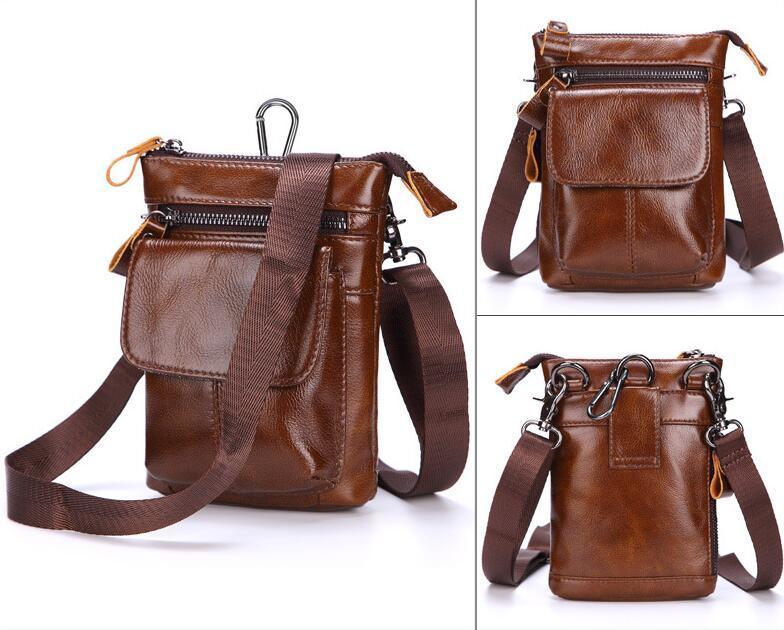  waist bag (F350) original leather pouch shoulder bag scissor bag 2way men's kalabina shoulder belt attaching Brown 