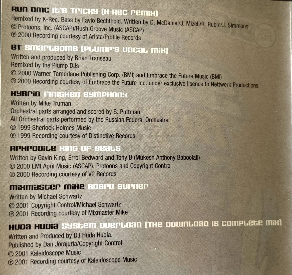 SSX TRICKY SSX トリッキー Music CD 超レア盤 RUN DMC など全12曲収録 美品の画像4