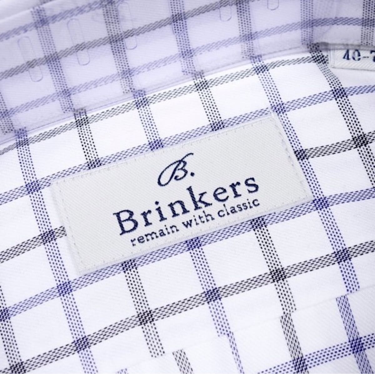 【新品タグ付】老舗メーカー Brinkers シャツ 形態安定 コットン ボタンダウン チェック柄 Sサイズ 38-82 ホワイト