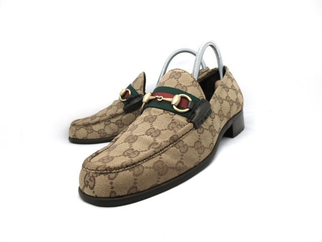 * подлинный товар гарантия * Gucci *GUCCI* мужской /GG/sima/ bit / мокасины / Loafer / платье / обувь / обувь / кожа обувь / бежевый / примерно 25.5.(41)** прекрасный товар **