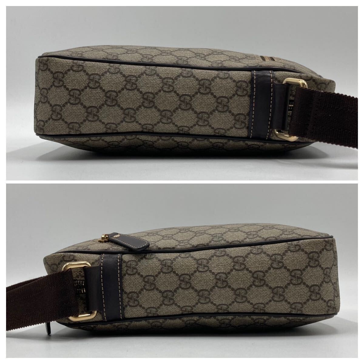 1円【極美品】グッチ GUCCI ショルダーバッグ メッセンジャーバッグ ボディバッグ GGスプリーム 総柄 PVC レザー メンズ ビジネス 大容量_画像3