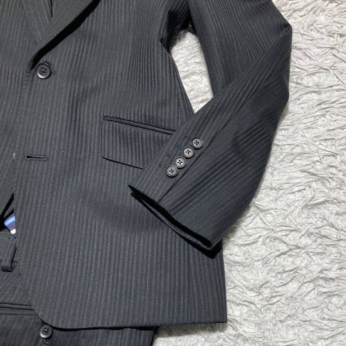  men's ti Nora s[ overwhelming feeling of luxury ]MEN*S TENORAS three-piece suit setup suit stripe black black 3P lustre the best M size 