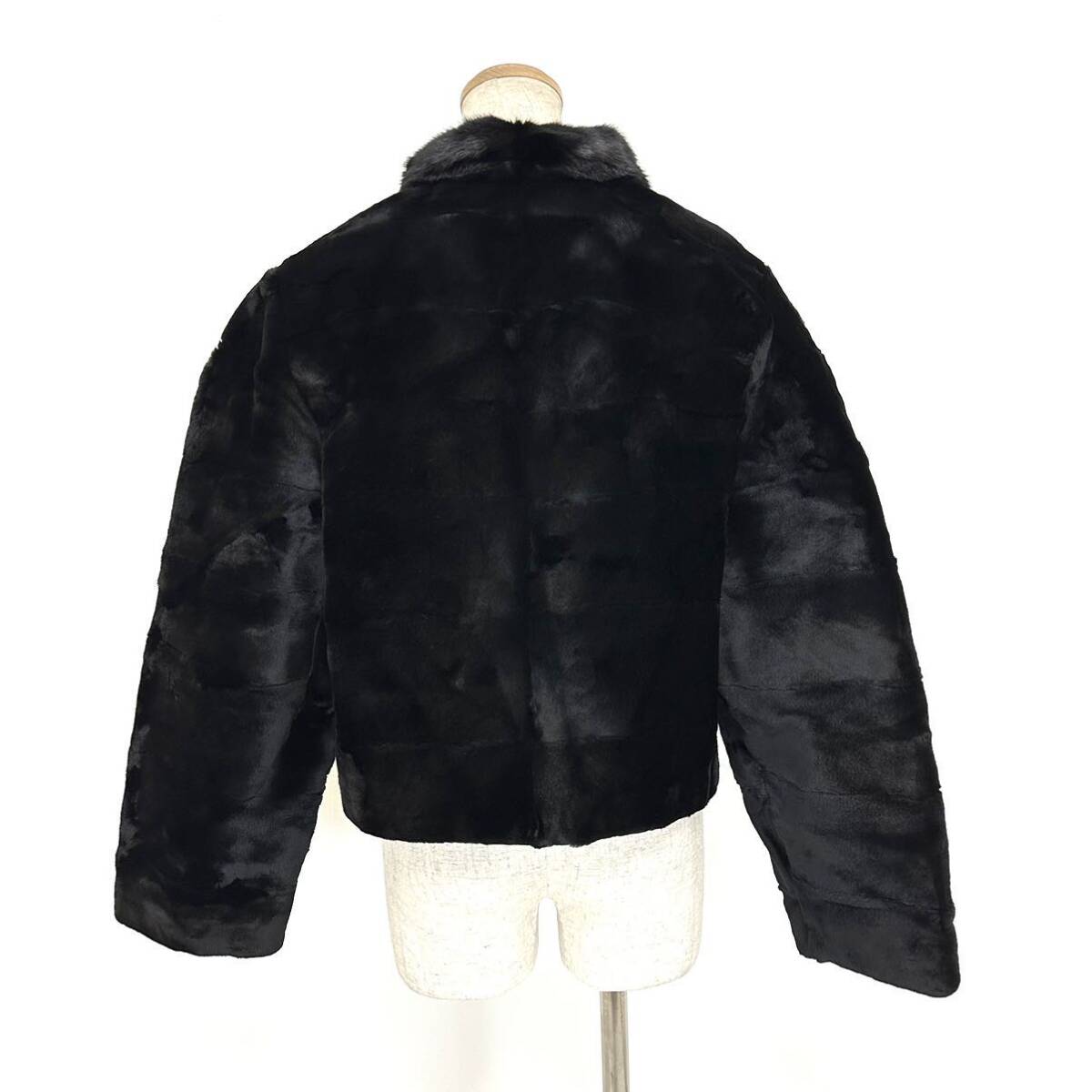 【貂商】h2662 SAGAFURS ブラックミンク/シェアードミンク デザインコート セミロング ミンクコート 貂皮 mink身丈 約50cm_画像3