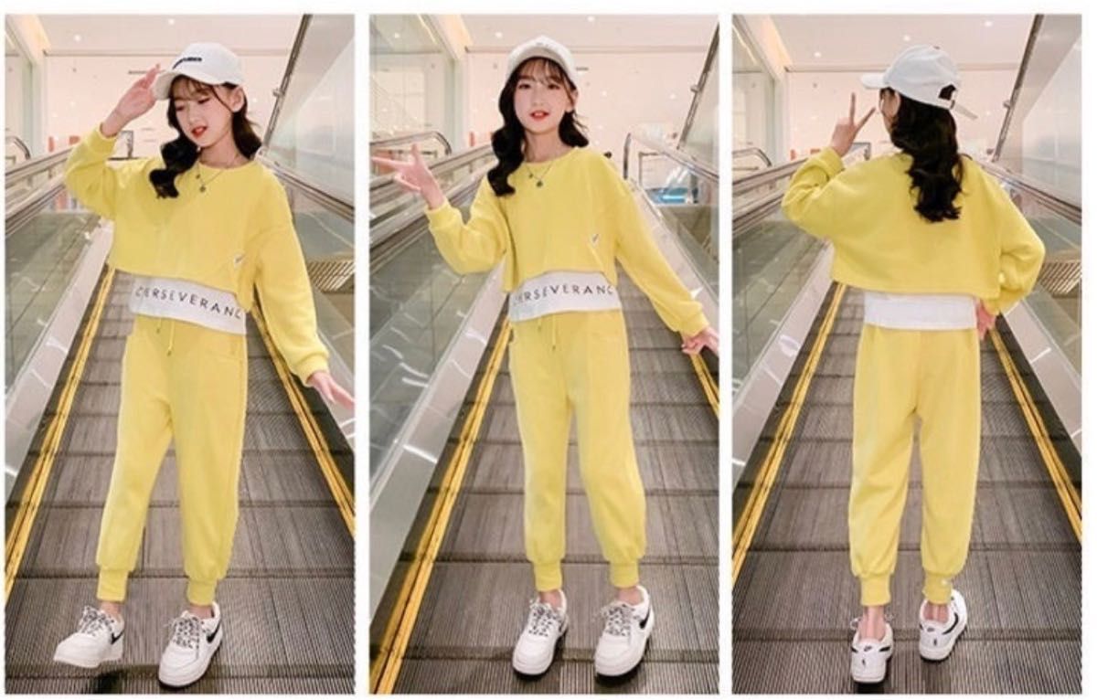 新品　セットアップ　スウェット　ルームウェア　韓国　ダンス　催事　キッズ服　子供服　動きやすい　重ね着　長袖