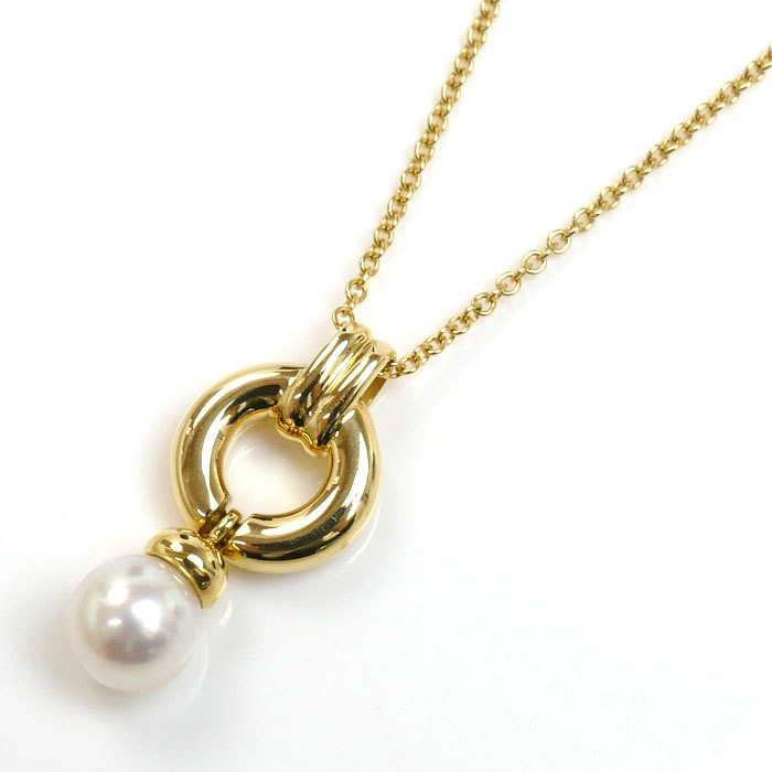 全ての TIFFANY&Co. ティファニー 中古 レディース 41cm 4.8g パール約6.1mm ネックレス ドアノッカー イエローゴールド K18YG イエローゴールド