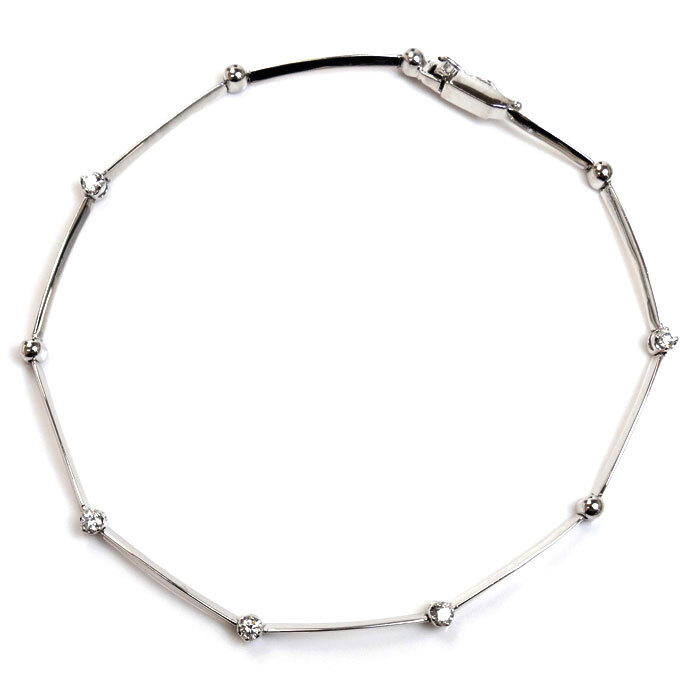 ー品販売 ダイヤモンド0.12ct ブレスレット Pt950プラチナ ヴァンドーム青山 Aoyama Vendome 4.6g 中古 レディース ステーション 18cm その他