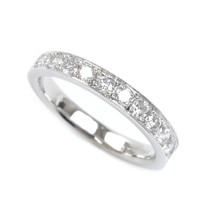 【楽ギフ_のし宛書】 Pt900プラチナ ハーフエタニティ リング・指輪 ダイヤモンド0.53ct 10号 3.9g レディース 中古 美品 プラチナ台