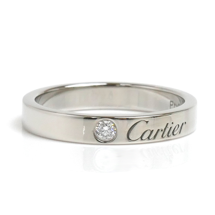 CARTIER カルティエ Pt950プラチナ エングレーブド 1P ダイヤ リング・指輪 B4051350 ダイヤモンド 10号 50 4.7g レディース 中古 美品_画像3