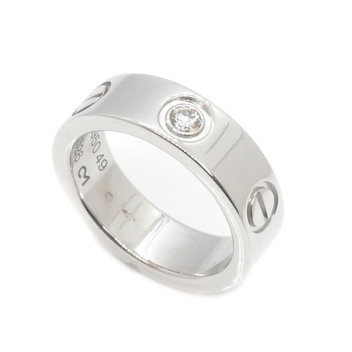 【楽天スーパーセール】 Pt950プラチナ カルティエ CARTIER ラブ 美品 中古 レディース 11.4g 49 9号 ダイヤモンド B4046749 リング・指輪 1Pダイヤ プラチナ