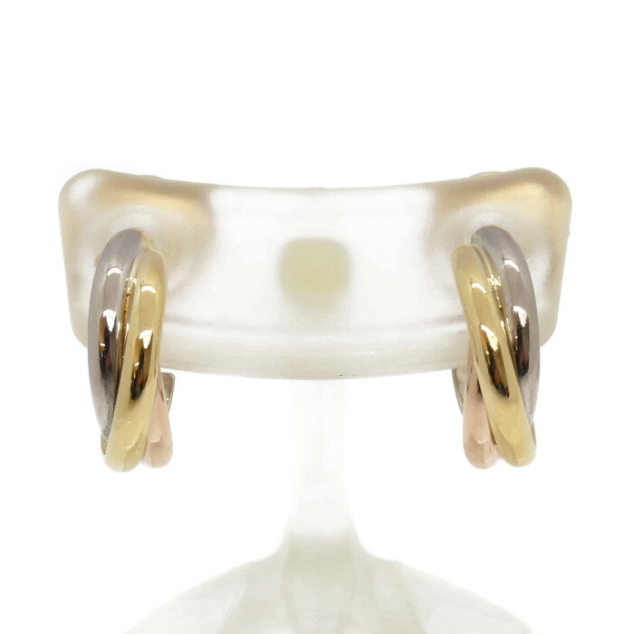 【感謝価格】 CARTIER カルティエ 美品 中古 レディース 4.5g B8017100 ピアス トリニティ K18YG/PG/WG イヤリング、ピアス