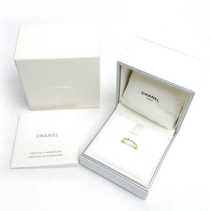CHANEL シャネル K18PG ピンクゴールド カメリア ハーフエタニティ リング・指輪 J10836 ダイヤモンド 11号 51 2.3g レディース 中古 美品