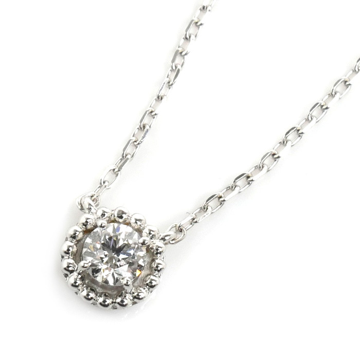 輝く高品質な ダイヤモンド0.10ct ネックレス ホワイトゴールド K18WG ヴァンドーム青山 Aoyama Vendome 1.5g 中古 レディース 40cm ネックレス、ペンダント、チョーカー