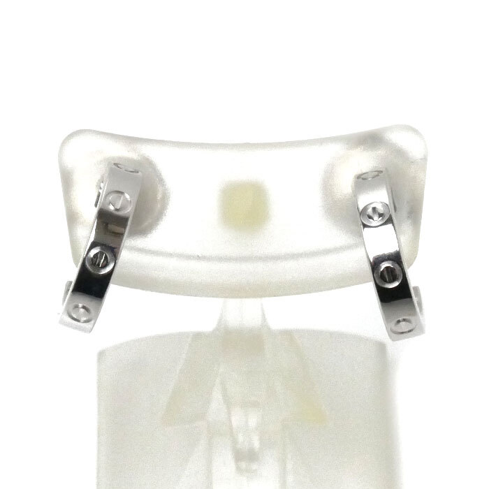 独特の上品 カルティエ CARTIER K18WG 美品 中古 レディース ミニラブ 3.5g B8028900 ピアス ラブ ホワイトゴールド イヤリング、ピアス