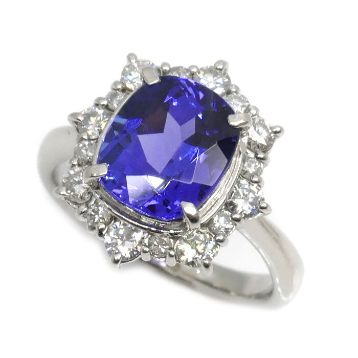 【楽天スーパーセール】 Pt900プラチナ リング・指輪 美品 中古 レディース 7.7g 12号 ダイヤモンド0.62ct タンザナイト3.42ct タンザナイト