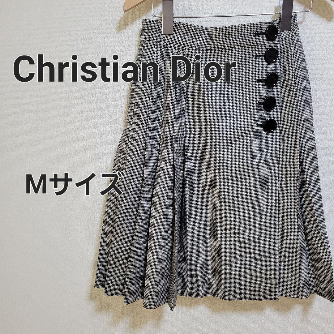 Christian Dior ディオール チェック プリーツスカート Mサイズ_画像1