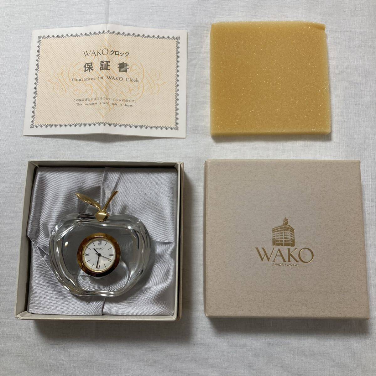 WAKO クリスタルリンゴ型テーブルクロック 置時計 和光 銀座 東京 金運上昇 風水の画像2
