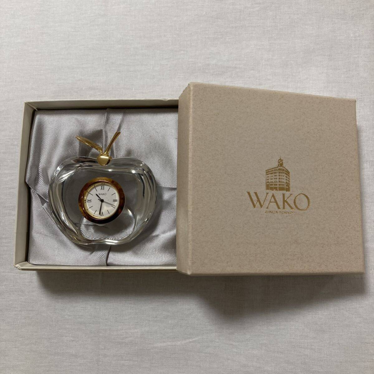 WAKO クリスタルリンゴ型テーブルクロック 置時計 和光 銀座 東京 金運上昇 風水の画像1