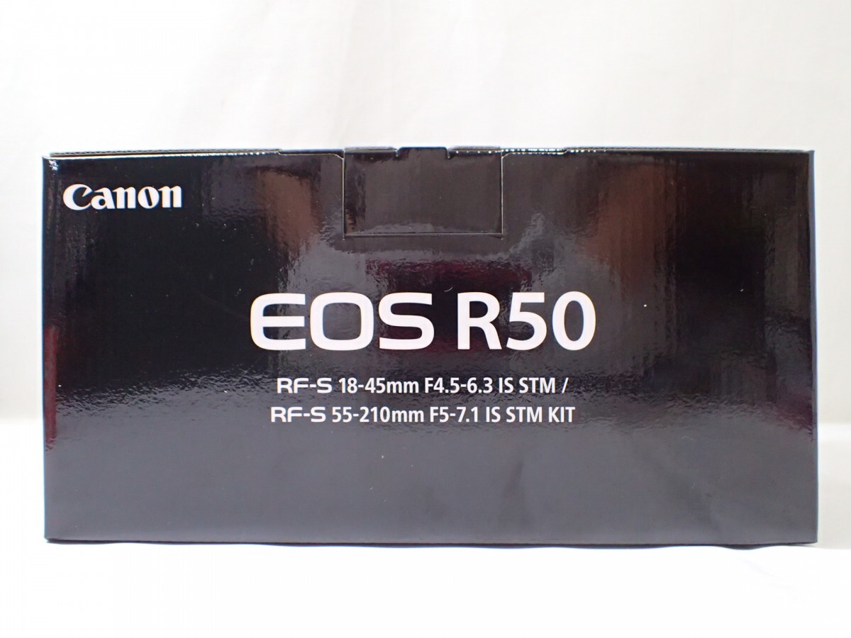 k4555 / 未使用 デジタル ミラーレス 一眼 カメラ ダブルズームキット CANON EOS R50 18-45mm F4.5-6.3 55-210mm F5-7.1 ブラック 現状品の画像1