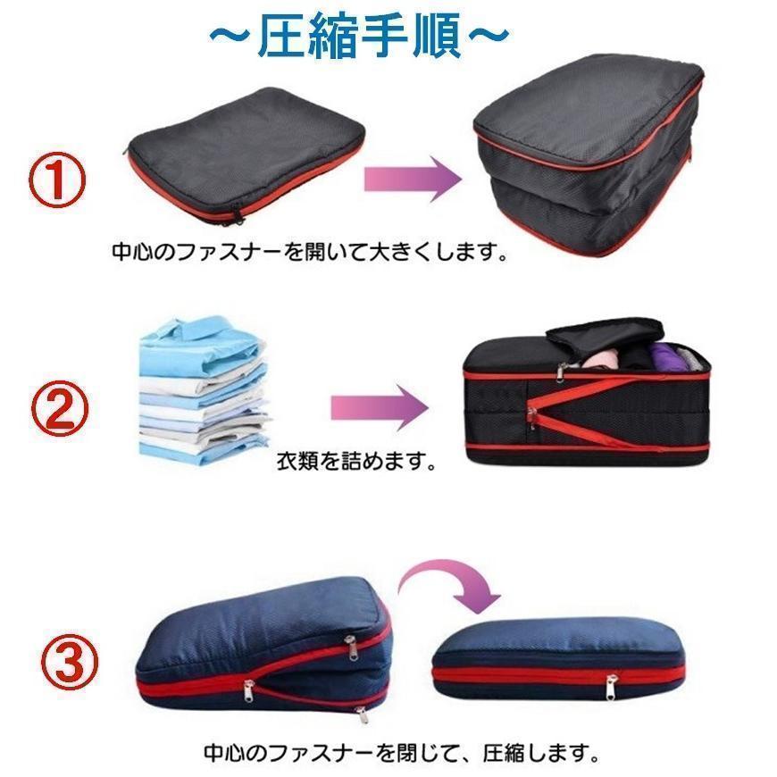 【3点セット】トラベルポーチ 衣類圧縮袋 圧縮バック 防災 旅行 収納の画像4