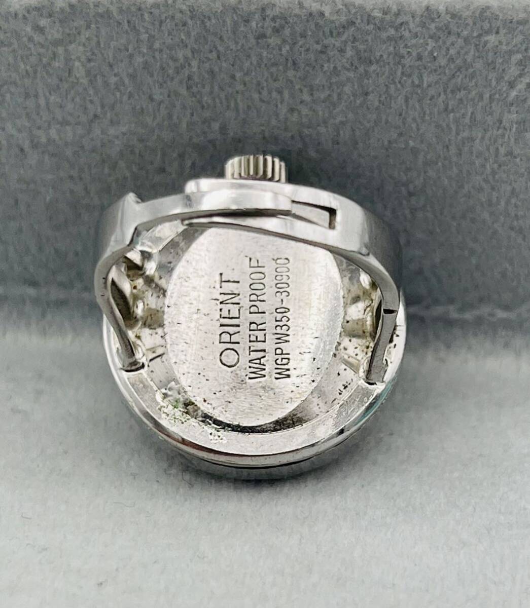 アンティーク オリエンタル 指時計 手巻き 可動中 フリーサイズ クリスタル21石 シルバー文字盤 サイズ約21mm_画像10