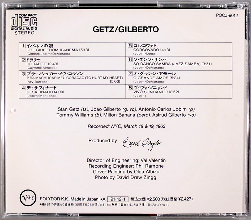 (GOLD CD) Stan Getz 『Getz / Gilberto』 Joao Gilberto 国内盤 POCJ-9012 スタン・ゲッツ ゲッツ・ジルベルト / Antonio Carlos Jobim.._画像2