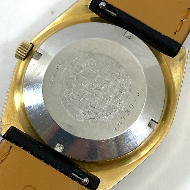 1円～ 精度良好 RADO ラドー パープルサーベル デイデイト 純正リューズ AT 自動巻き ゴールド文字盤 メンズ 腕時計の画像9